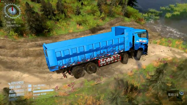 Spintires MudRunner Oversized Truck With Flatbed Trailer Through Road Collapse смотреть онлайн