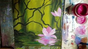 КАК РИСОВАТЬ МАГНОЛИЮ АКРИЛОМ над водой/ Абстракция/ HOW TO DRAW MAGNOLIA / Relaxing & TUTORIAL