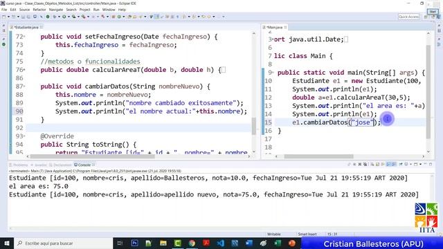 Clases y métodos void en JAVA Ej cambiarDatos calcular promedio toString PARTE 1/2 смотреть онлайн