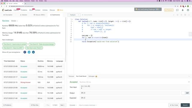 Leetcode Problem 1: Two Sum | Python | Live Coding/Explanations | Multiple Solutions смотреть онлайн