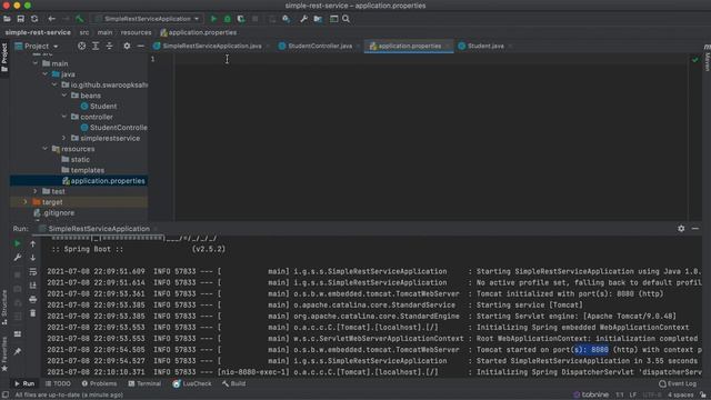 How to Change Tomcat Server Port in Spring Boot Application | Spring Boot RESTful WebService Demo смотреть онлайн