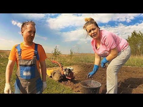 Любишь КАРТОШЕЧКУ есть, люби и САЖАТЬ! Посадка мотоблоком с фрезой и окучником. Как НЕМЦЫ? смотреть онлайн