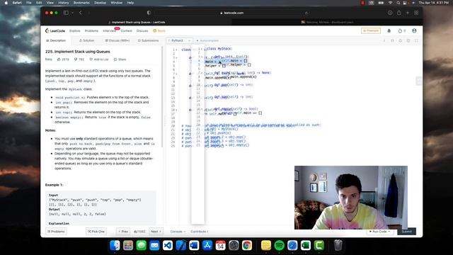 Implement Stack using Queues (LeetCode problem 225) смотреть онлайн
