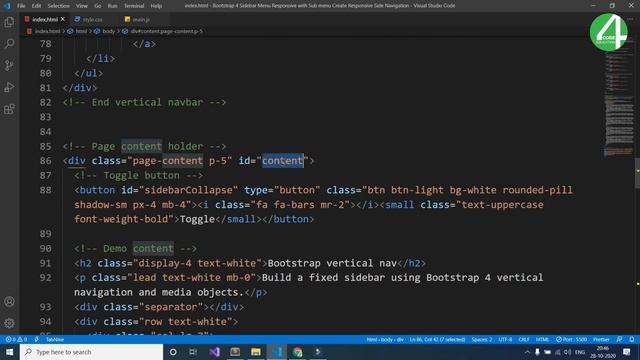 Bootstrap 4 Sidebar Menu Responsive with Sub menu | Create Responsive Side Navigation | Source File смотреть онлайн