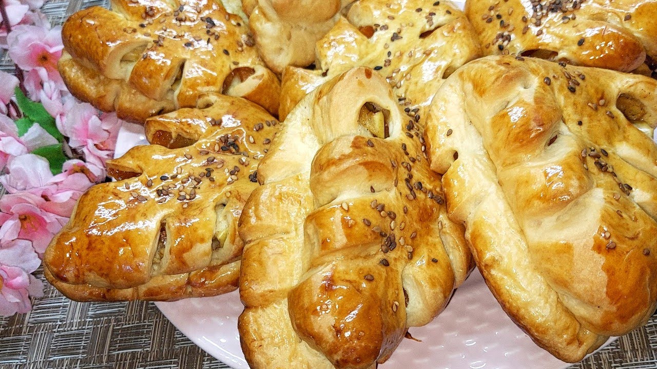 Вкуснейшие Булочки к Чаю. Не успели даже остыть, дети все съели. Пирожки с ТЫКВОЙ и ЯБЛОКАМИ.Без Яиц смотреть онлайн