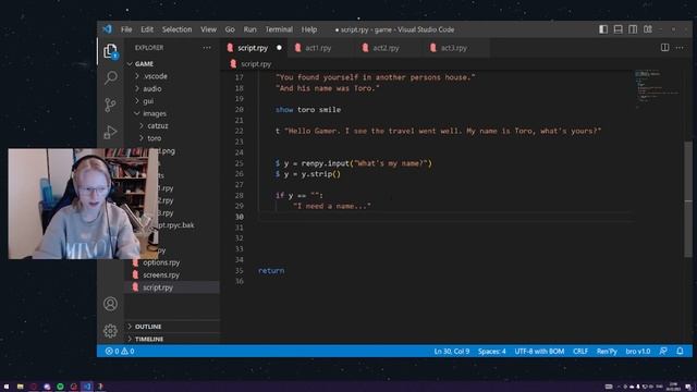 RenPy: Looping an if statement || Letting the player input a name! смотреть онлайн