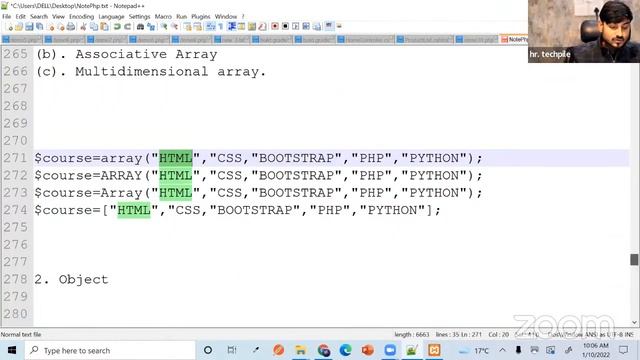 Data types in PHP, Array in PHP , Type of array in PHP , Techpile Technology Pvt. Ltd. | Day 3 смотреть онлайн