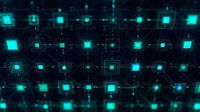 Abstract computer chip or circuit board background. Animation. Blue moving signals on black смотреть онлайн