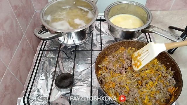 МАКАРОНЛИ МАЗЗАЛИ ТАОМ / ЗАПЕКАНКА С СОУСОМ БЕШАМЕЛЬ. смотреть онлайн
