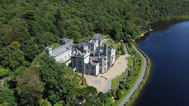 Kylemore Abbey, Connemara, Galway, Ireland. Cinematic 4K Drone. смотреть онлайн