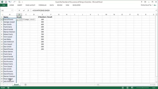 Count the Number of Occurrence of a Text or Number in Excel смотреть онлайн