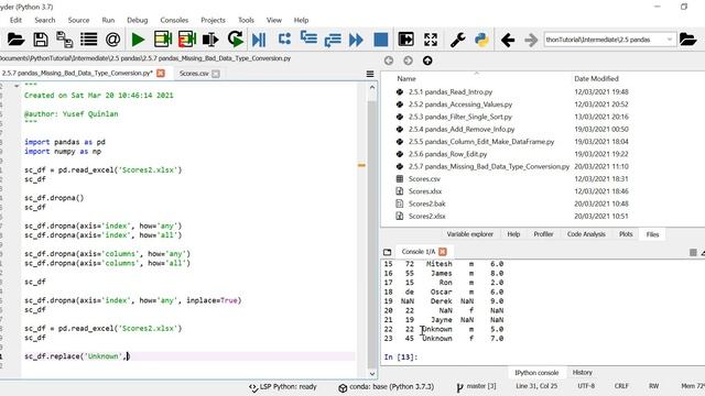 Python Tutorial 2.5.7 pandas Missing Bad Data Type Conversion смотреть онлайн