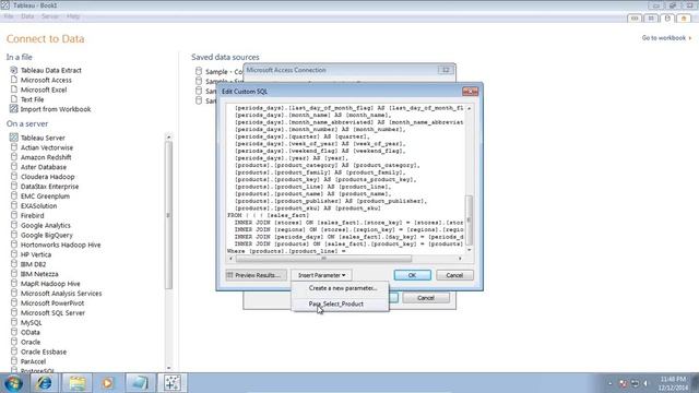 Tableau Custom SQL with Parameters смотреть онлайн