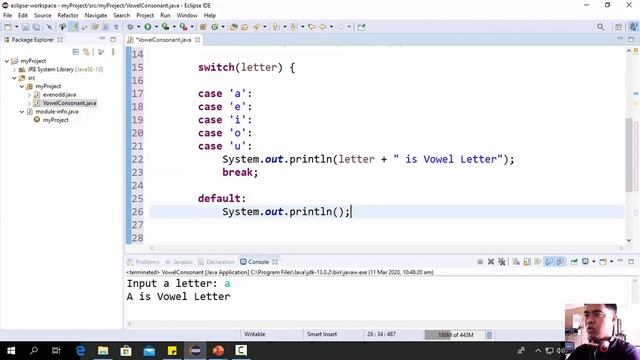 How to Check if Given Letter is Vowel or Consonant using Switch Statement in Java смотреть онлайн