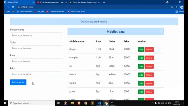 #5 Updata data using ajax and django and change real-time | Django ajax CRUD in hindi for beginners смотреть онлайн