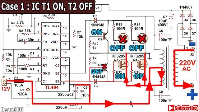 TL494 1000W Regulated INVERTER 12V to 220V DC to AC смотреть онлайн