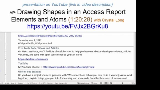 AL: Word Automation from Access VBA Deep Dive by Crystal Long (strive4peace) смотреть онлайн