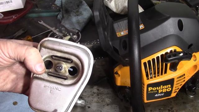 Poulan Pro 42cc basic chainsaw muffler and air intake mod смотреть онлайн
