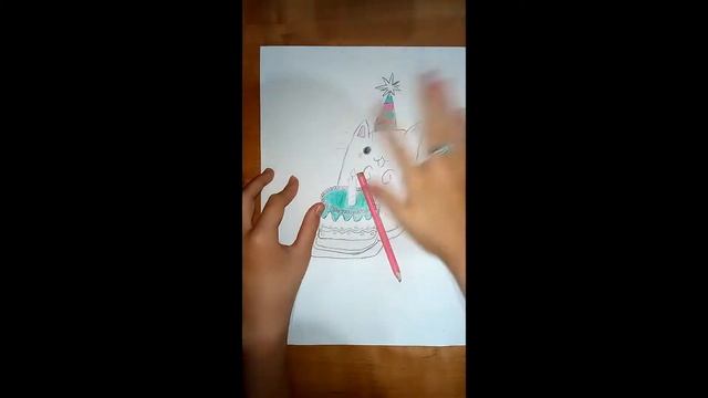 Как нарисовать милого котика на день рождения//Teddy.Angelina & Draw.Angelina смотреть онлайн
