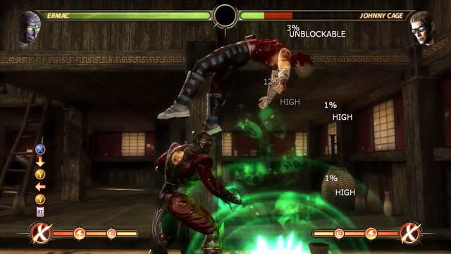 Mortal Kombat 9 - Ermac: Combos (X-RAY combos) смотреть онлайн