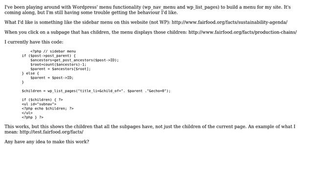 Wordpress: Navigation menu with children shown only for current page смотреть онлайн