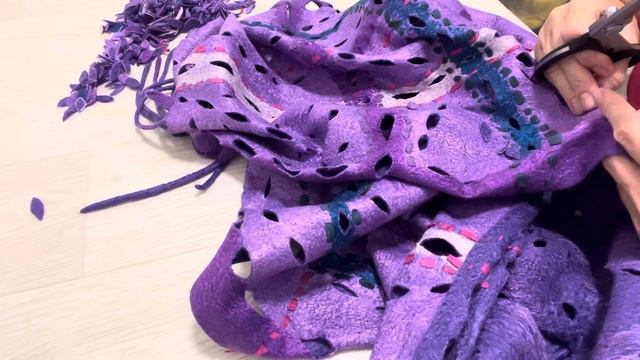 Wool Lilac Shawl, Felted Scarf, Women Accessories, Beautiful Gift For Mother