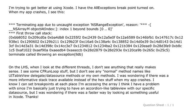iOS : Debugging uncaught exception in Xcode смотреть онлайн