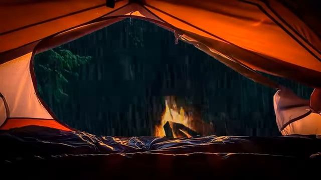 Звуки дождя, костра и грома в палатке 8 ЧАСОВ. Шум дождя для учёбы, сна и медитации смотреть онлайн