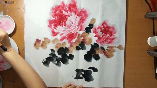 Chinese painting freehand brushwork : Peony flowers смотреть онлайн