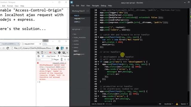 Solving Access Control Allow Origin in localhost NodeJS + Express смотреть онлайн