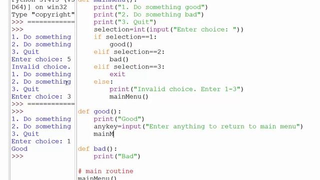20. Creating a menu-based program using functions in Python смотреть онлайн