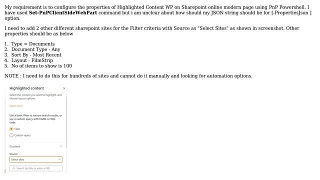 Setting JSON Properties for Sharepoint Online Highlighted Content WP using PnP Powershell смотреть онлайн