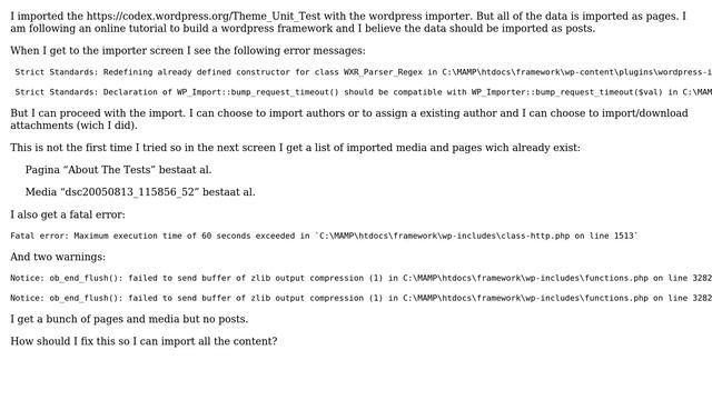 Theme Unit testing not importing on MAMP server - Fatal error: Maximum execution time of 60... смотреть онлайн