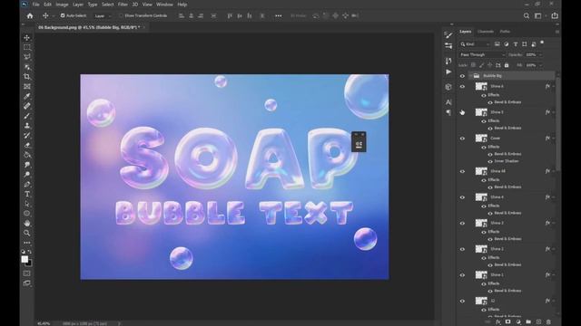 How to make Soap Bubble Text Effect-photoshop text effects tutorial adobe photoshop cc 2023 смотреть онлайн