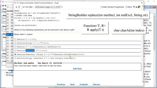 Selecting the correct Function. (enthuware.ocpjp.v11.2.3319) смотреть онлайн