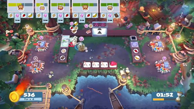 Overcooked 2 DLC #2 - Campfire Cook Off - Level 2-3 4 Star 2 Player Co-op Victory