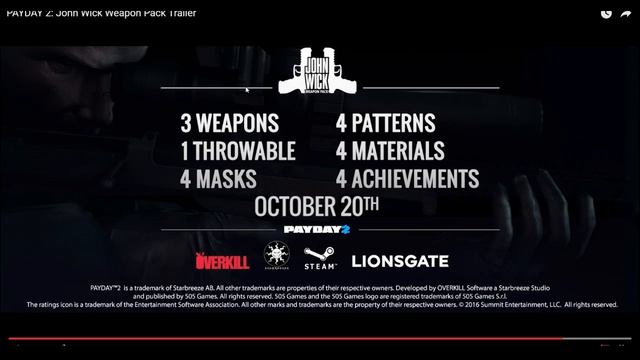 Payday 2 John Wick Weapon Pack Day 1 Trailer Review смотреть онлайн