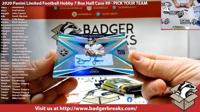 2020 Panini Limited Football Hobby 7 Box Half Case #9 - PICK YOUR TEAM смотреть онлайн