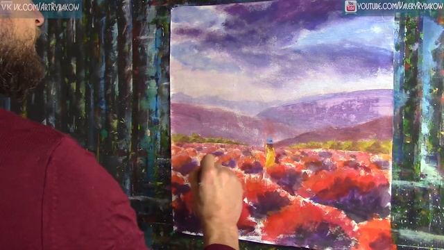 Девушка в ароматном поле цветов - как нарисовать картину акрилом | Полные УРОКИ РИСОВАНИЯ смотреть онлайн