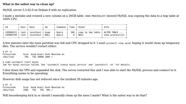 DevOps & SysAdmins: MySQL copy temp table filled disk, how do I remove temp files? смотреть онлайн
