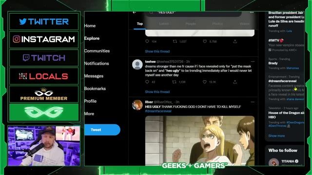 "He's Ugly" Trends on Twitter After Minecraft YouTuber Dream Gives Face Reveal смотреть онлайн