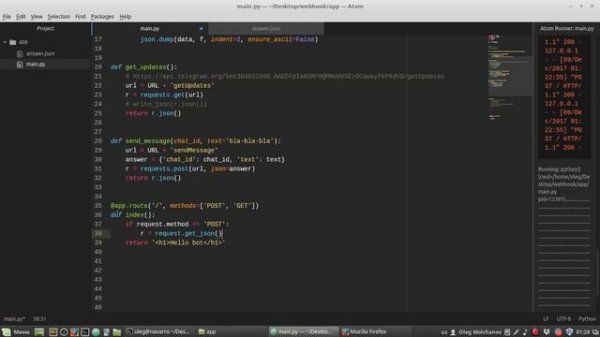 2. Создание Telegram бота с Webhook'ом на Python. Установка Webhook'а.