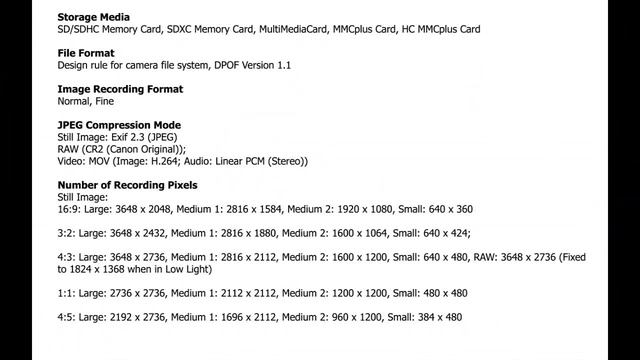 Canon Powershot S95 Specification
