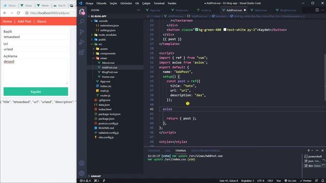 Vue 3 blog project + Vite + TailwindCss + Router + Json server Part 2 смотреть онлайн