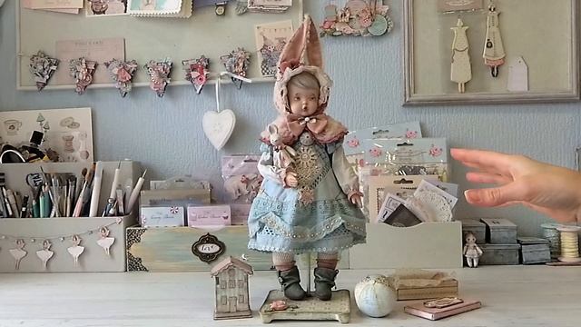 Авторская кукла из запекаемого пластика в антикварном стиле. смотреть онлайн