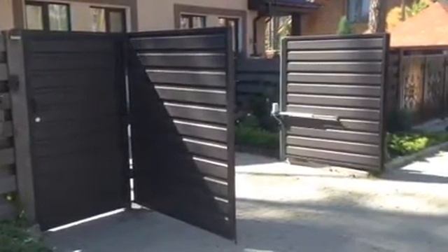 Автоматика POWERTECH TERRIER-200. Пример установки для открытия распашных ворот наружу. смотреть онлайн