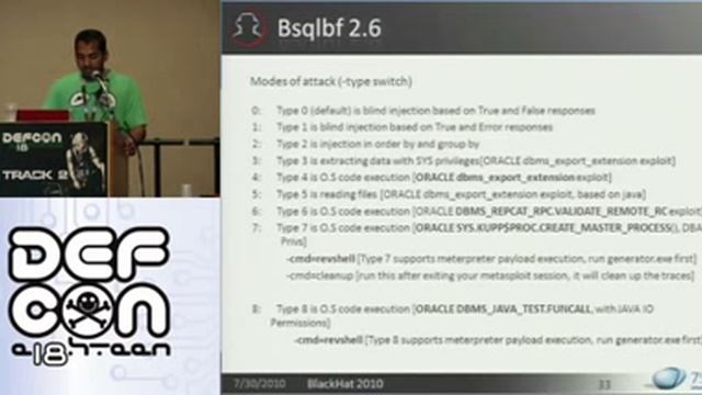 Defcon 18 - Hacking Oracle from web apps - Sumit Siddharth смотреть онлайн