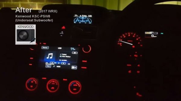 Kenwood KSC-PSW8 Underseat subwoofer before/after on 2017 WRX Stock sound system