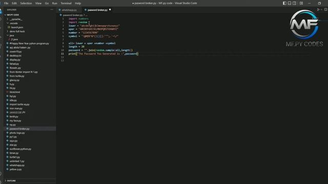 Generate password on python programming #python #html #programming #password #vscode#mfpycodes смотреть онлайн