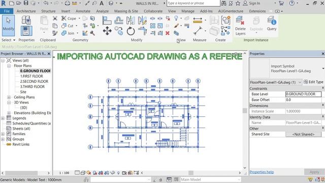 05 - IMPORT AUTOCAD DRAWING AS REFERENCE TO MODEL WALLS IN REVIT IN HINDI/URDU смотреть онлайн